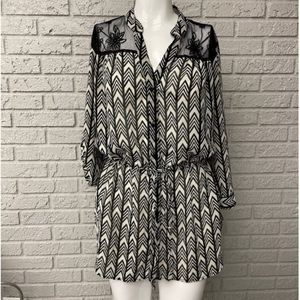FUN & FLIRT Tunic Blouse with Lace